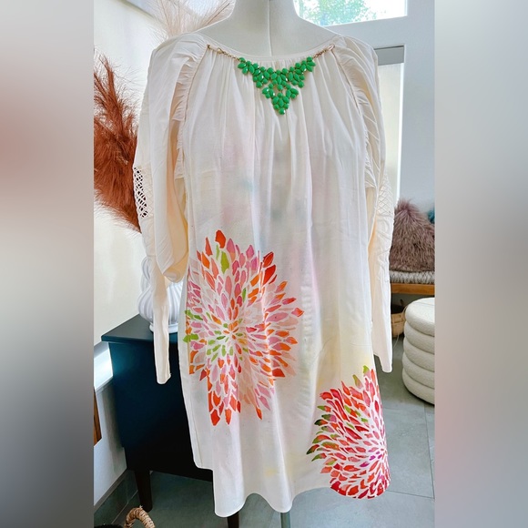 Boho Hand Painted Laser Cut Dress with Necklace - Picture 6 of 9